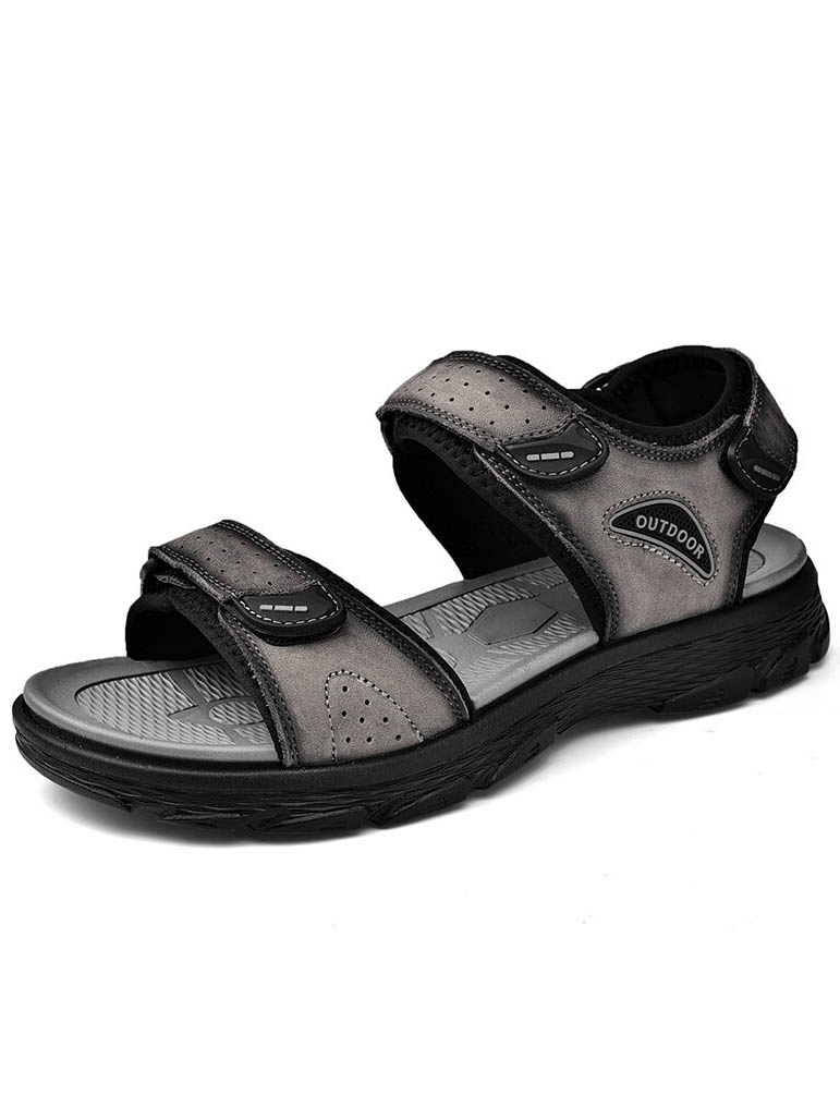 Casual genuine leather sandals with soft soles for hiking, featuring mixed colors and EVA outsole, SF0777.